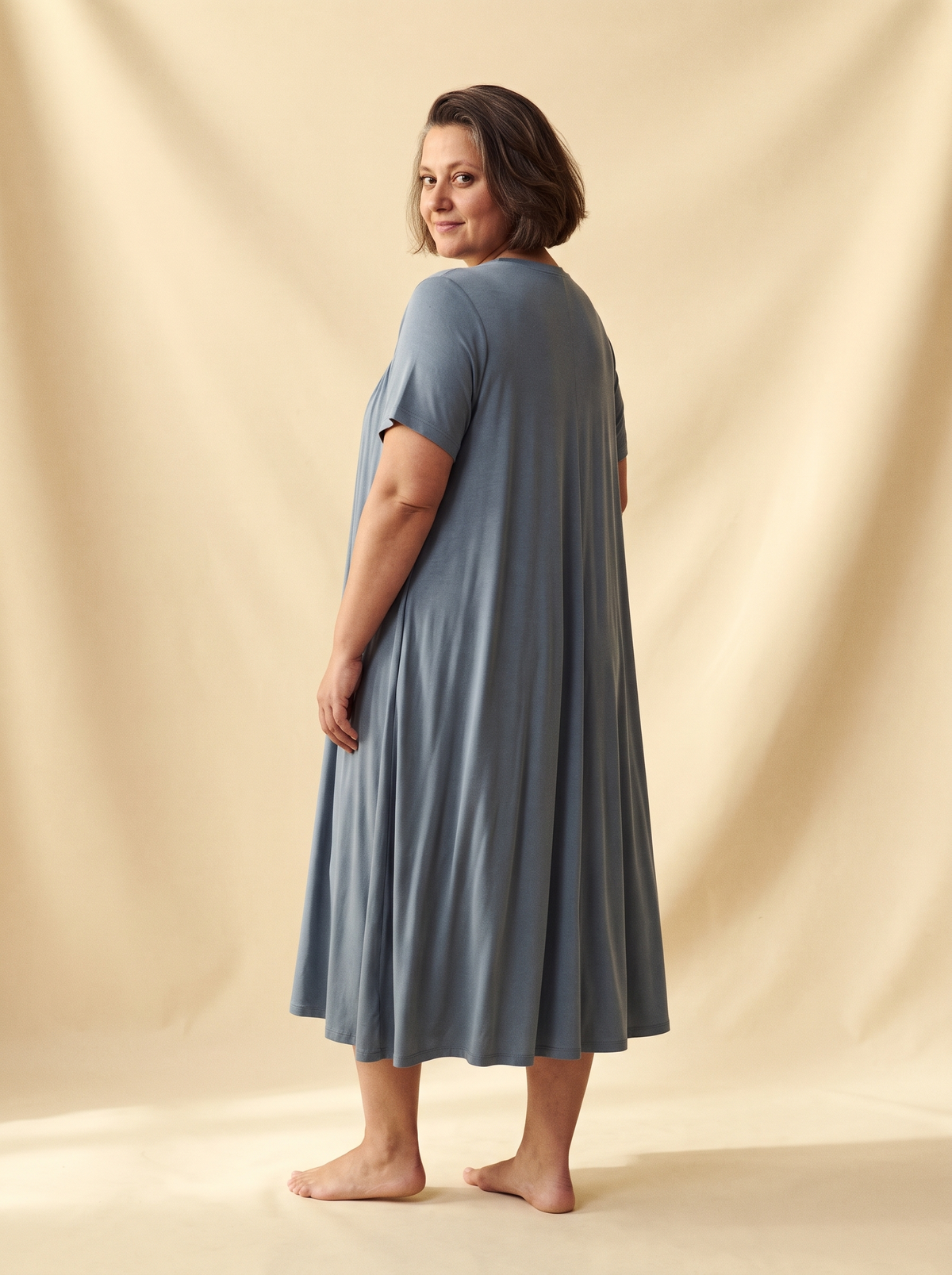 Camisón Frescor azul grisáceo de espalda