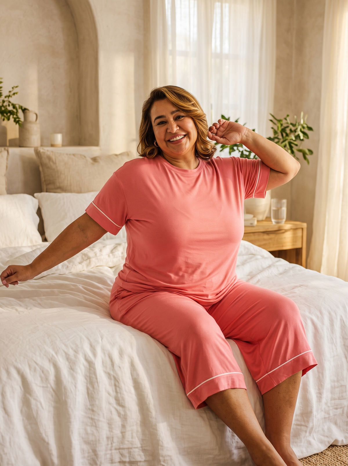 Conjunto Frescor coral al despertar por la mañana
