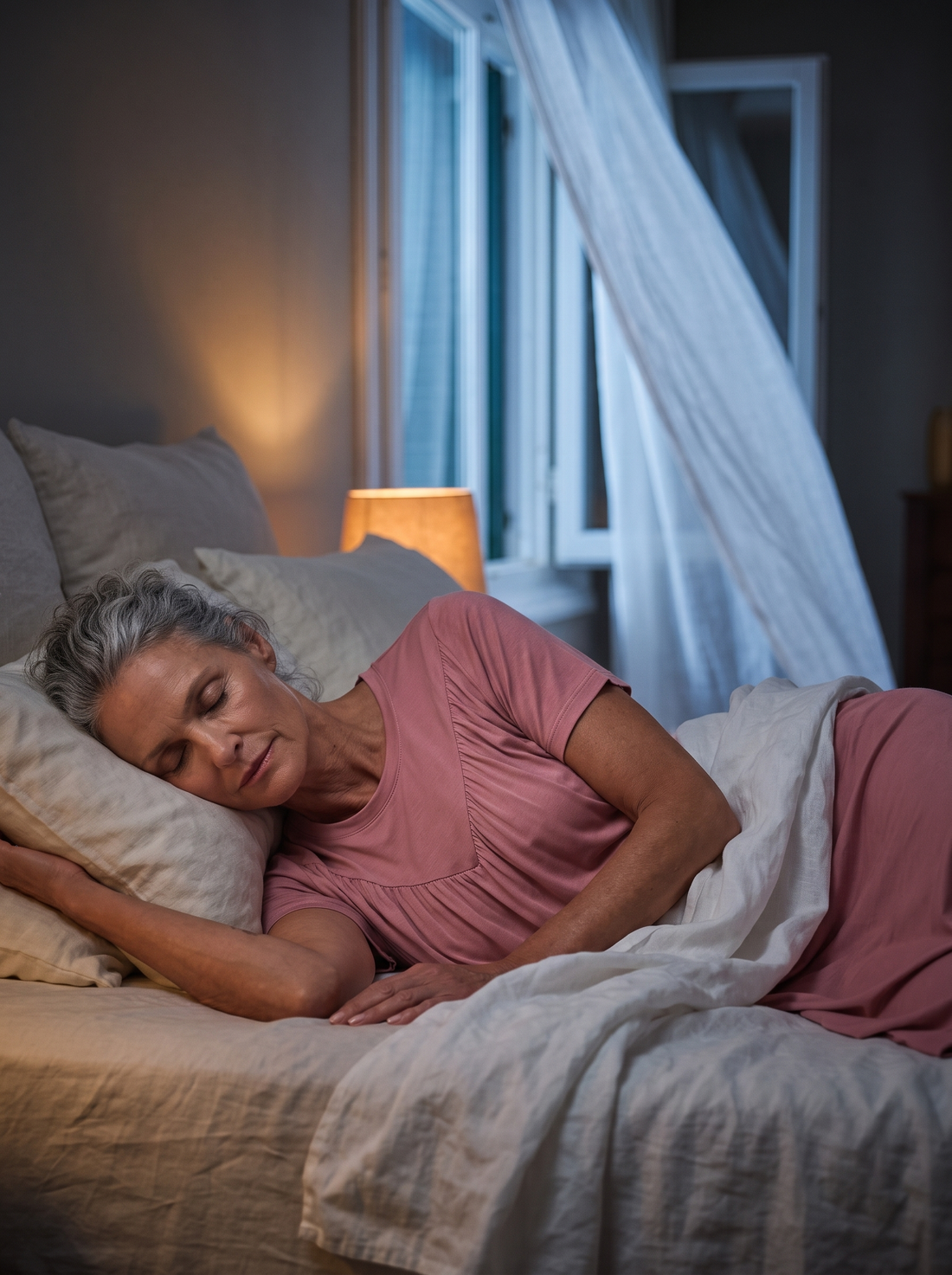 Mujer durmiendo fresca de noche